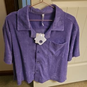Fabletics Terrycloth Button Up Top